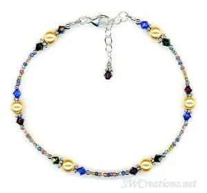 Gold Ocean Crystal Beaded Anklet