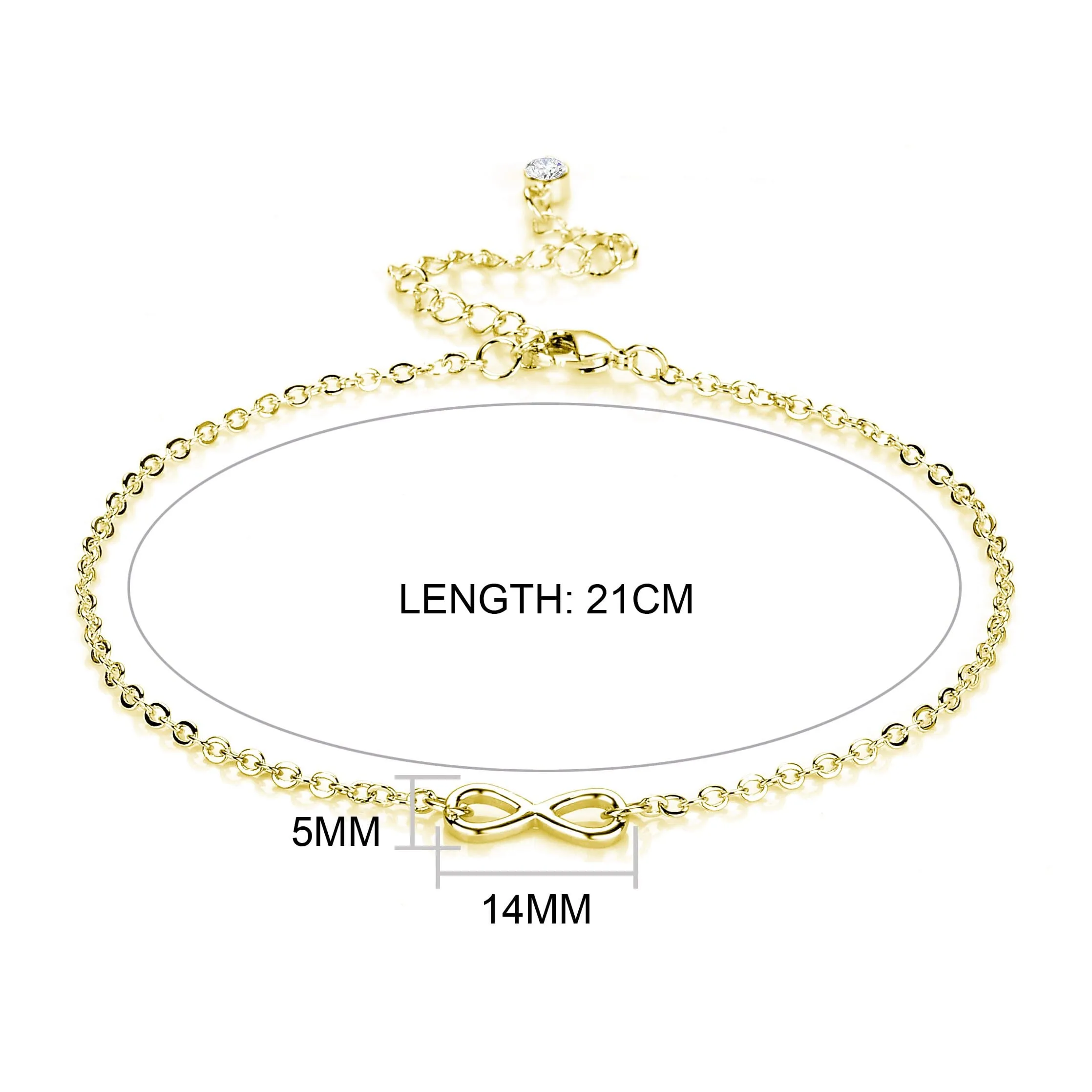 Gold Plated Infinity Anklet Created with Zircondia® Crystals