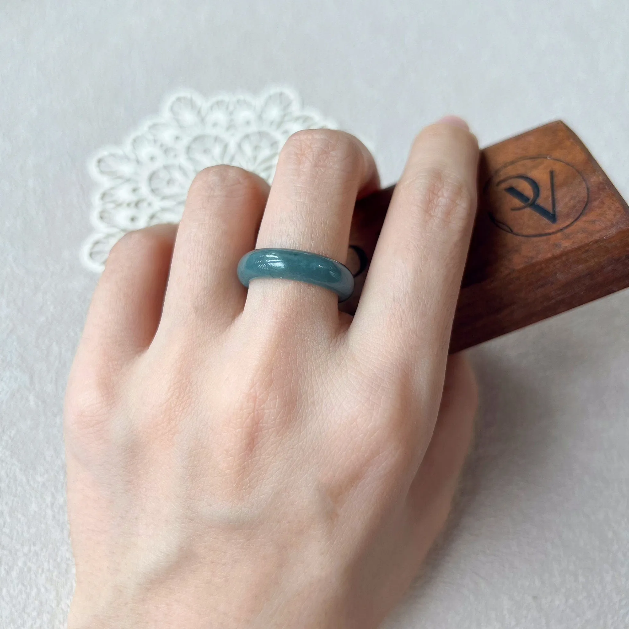 Green Blue Jadeite Jade Ring, Natural Untreated Grade A Jadeite Jade Ring, CAR-0424-1721104311