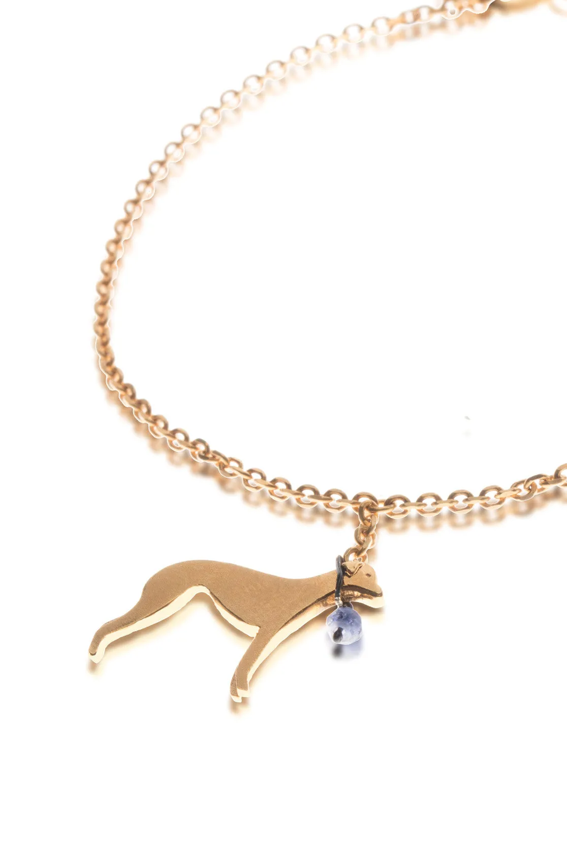 Greyhound bracelet in sterling silver, gold plate or black