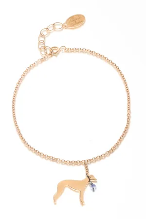 Greyhound bracelet in sterling silver, gold plate or black