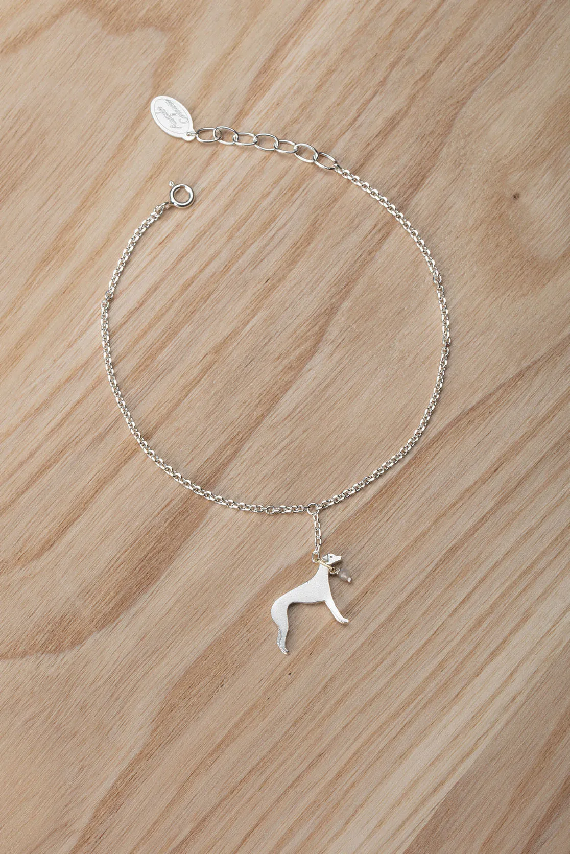 Greyhound bracelet in sterling silver, gold plate or black