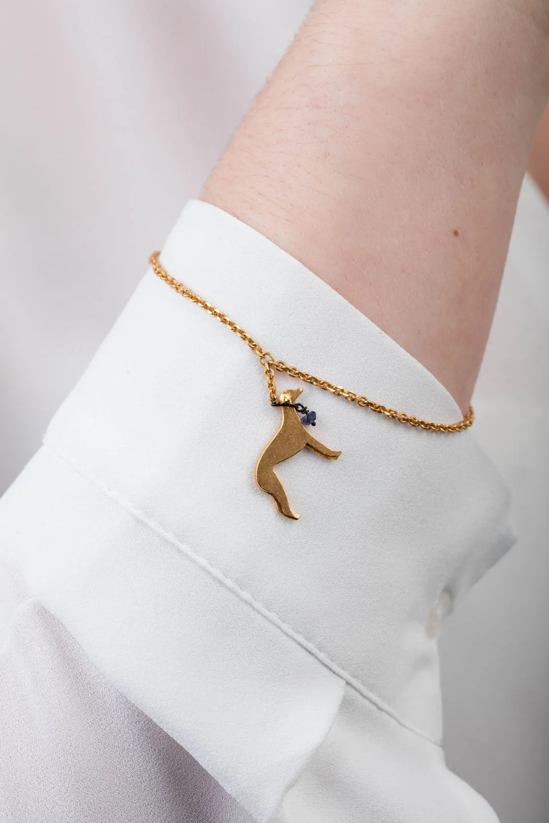 Greyhound bracelet in sterling silver, gold plate or black