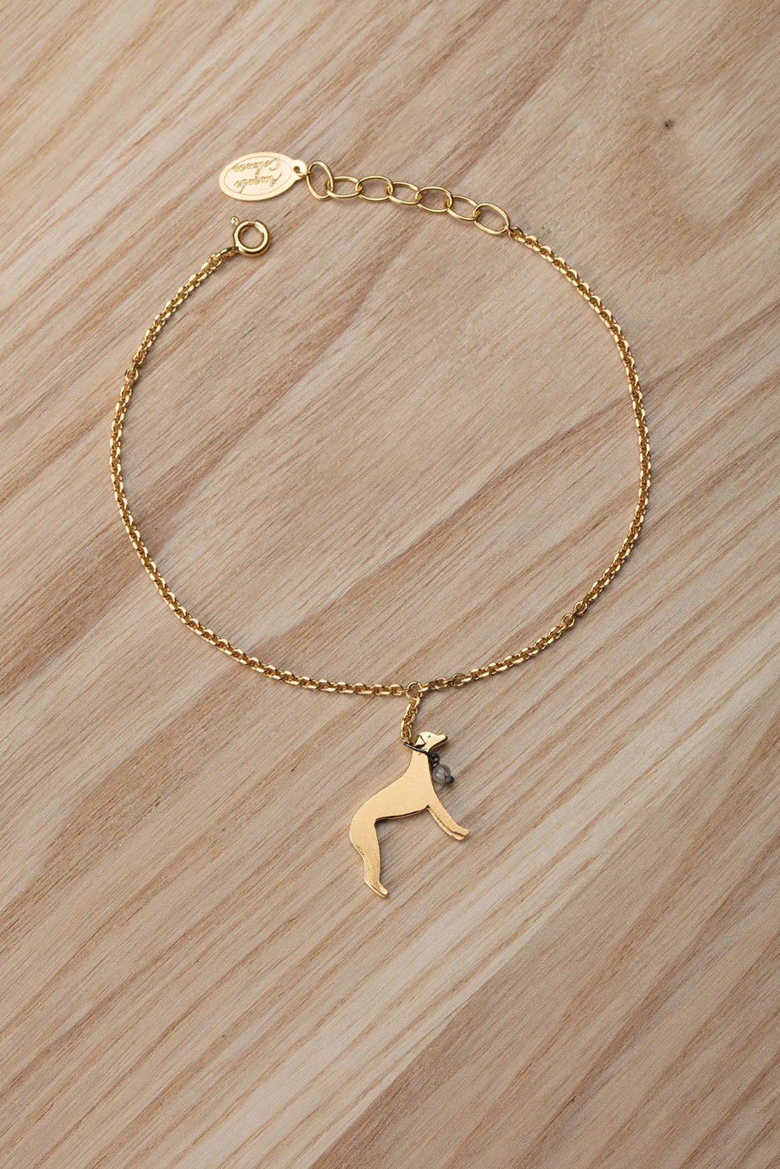 Greyhound bracelet in sterling silver, gold plate or black