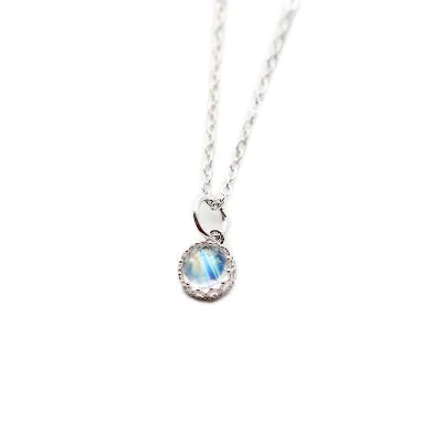 Handmade Crown Moonstone Pendant Necklace Silver Gemstone Jewelry Accessories for Women