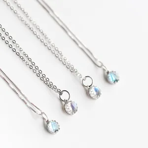 Handmade Crown Moonstone Pendant Necklace Silver Gemstone Jewelry Accessories for Women