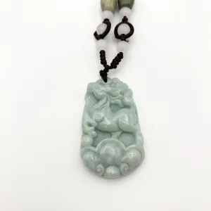Horse Jade Chinese Zodiac Rustic Carved Pendant Necklace, YW-0110-1646517385
