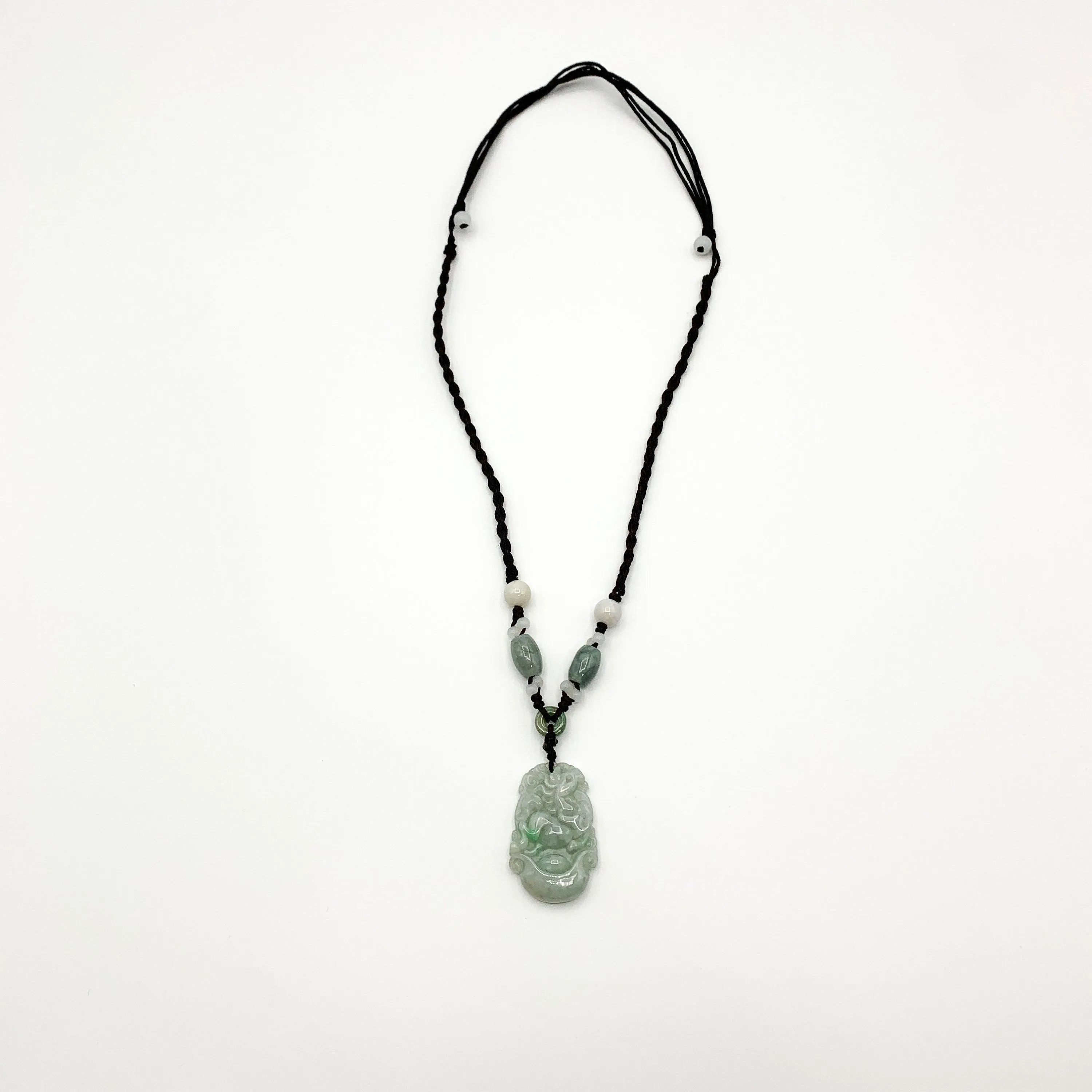Horse Jade Chinese Zodiac Rustic Carved Pendant Necklace, YW-0321-1645571195