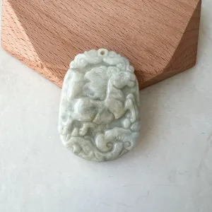 Horse Jade Chinese Zodiac Rustic Carved Pendant Necklace, YW-0321-1646161688