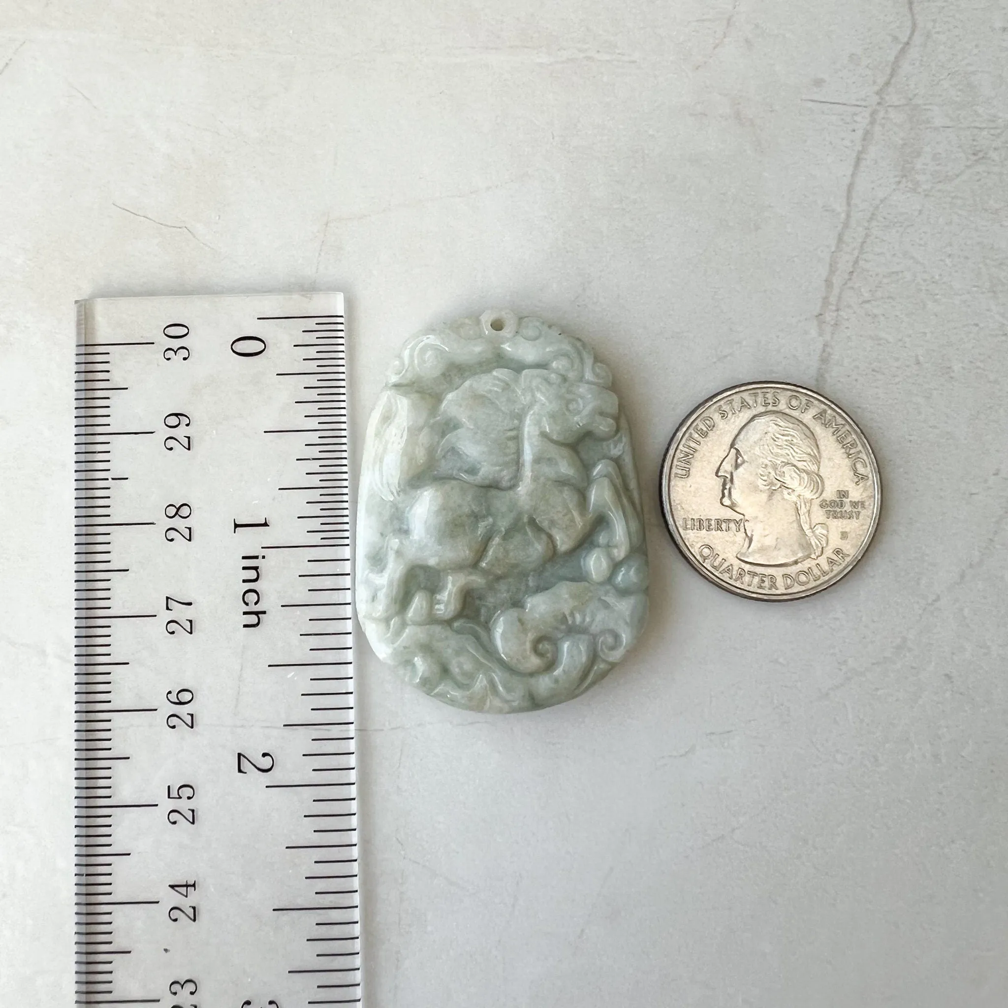 Horse Jade Chinese Zodiac Rustic Carved Pendant Necklace, YW-0321-1646161688