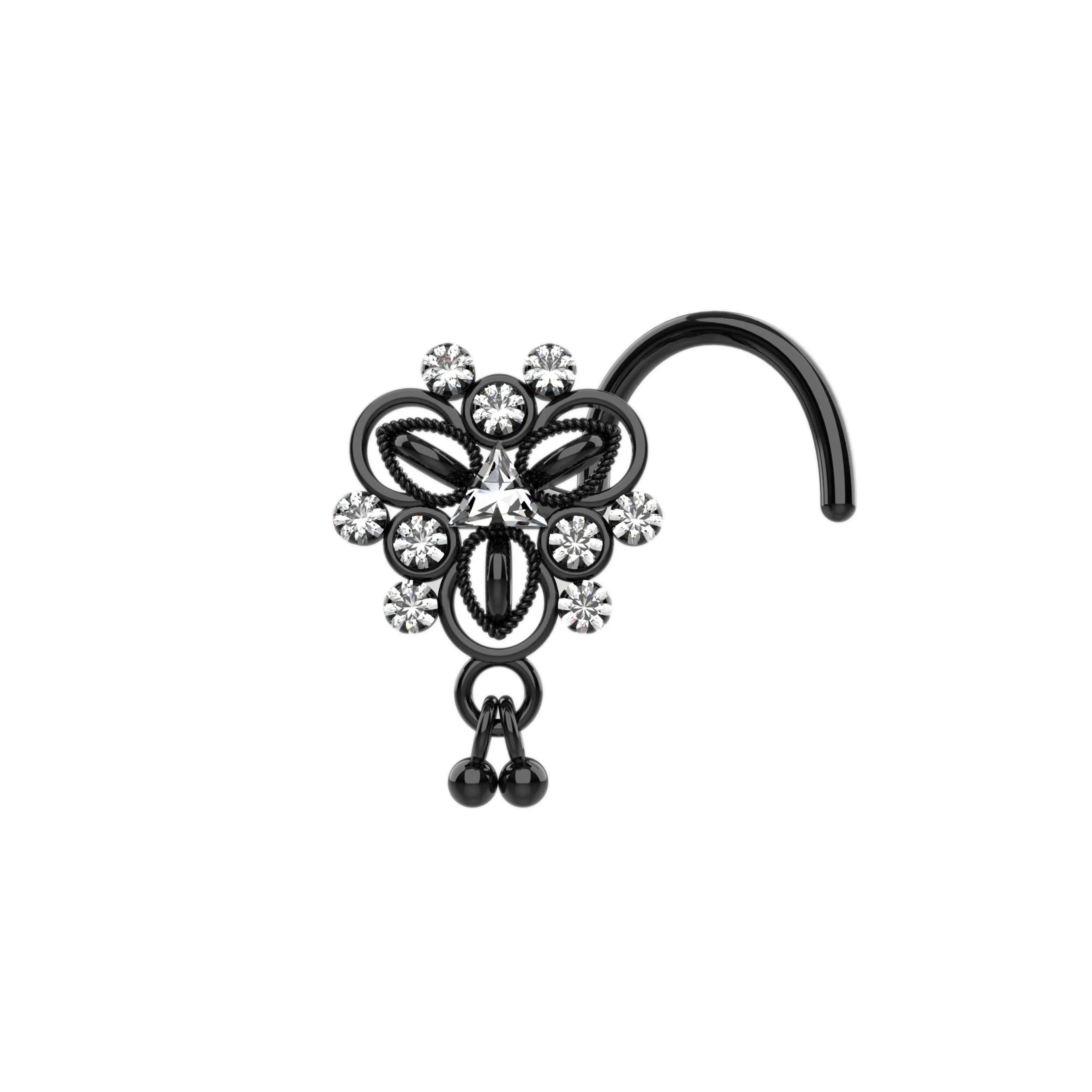 Indian Dangle Nose Ring | Traditional Nose Piercing Jewelry