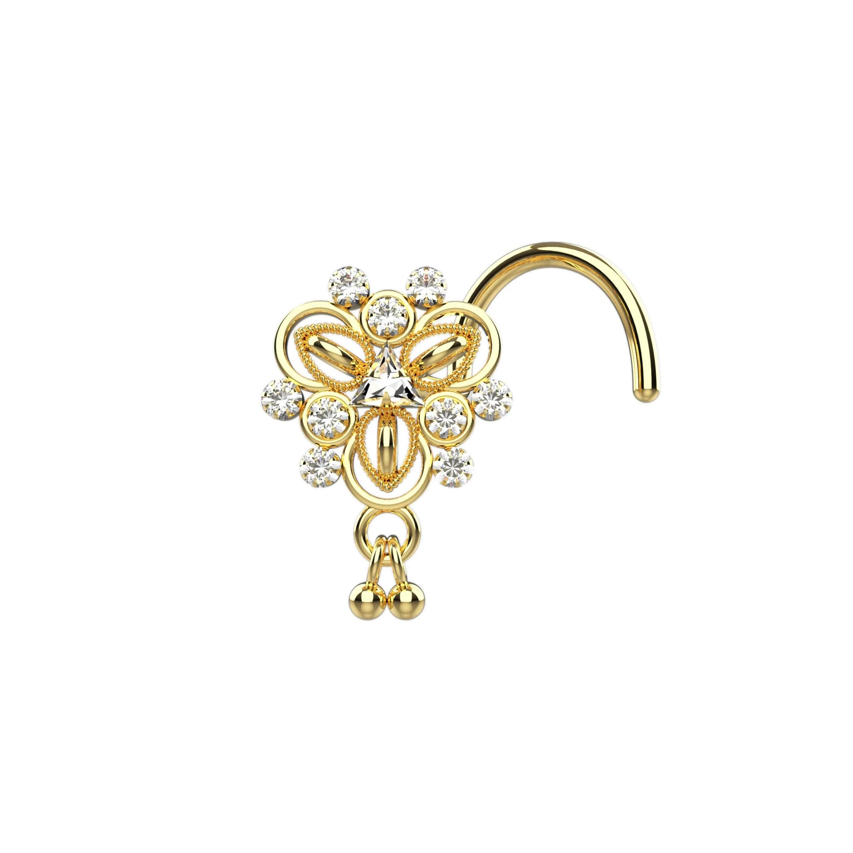 Indian Dangle Nose Ring | Traditional Nose Piercing Jewelry