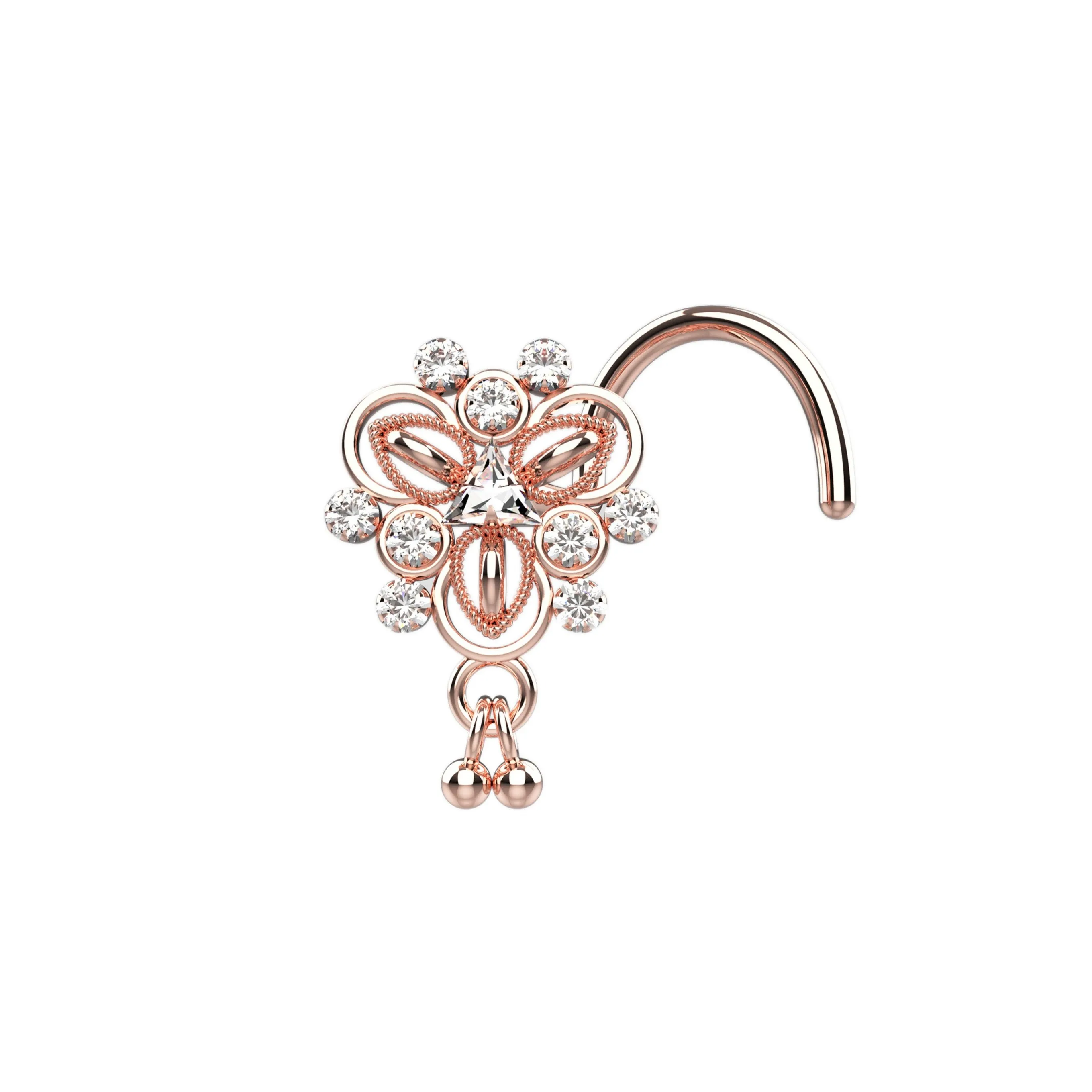 Indian Dangle Nose Ring | Traditional Nose Piercing Jewelry
