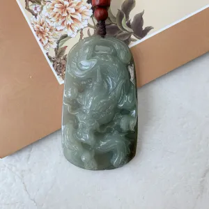 Jadeite Jade Dragon Chinese Zodiac Hand Carved Pendant Necklace, YJ-0321-0470386