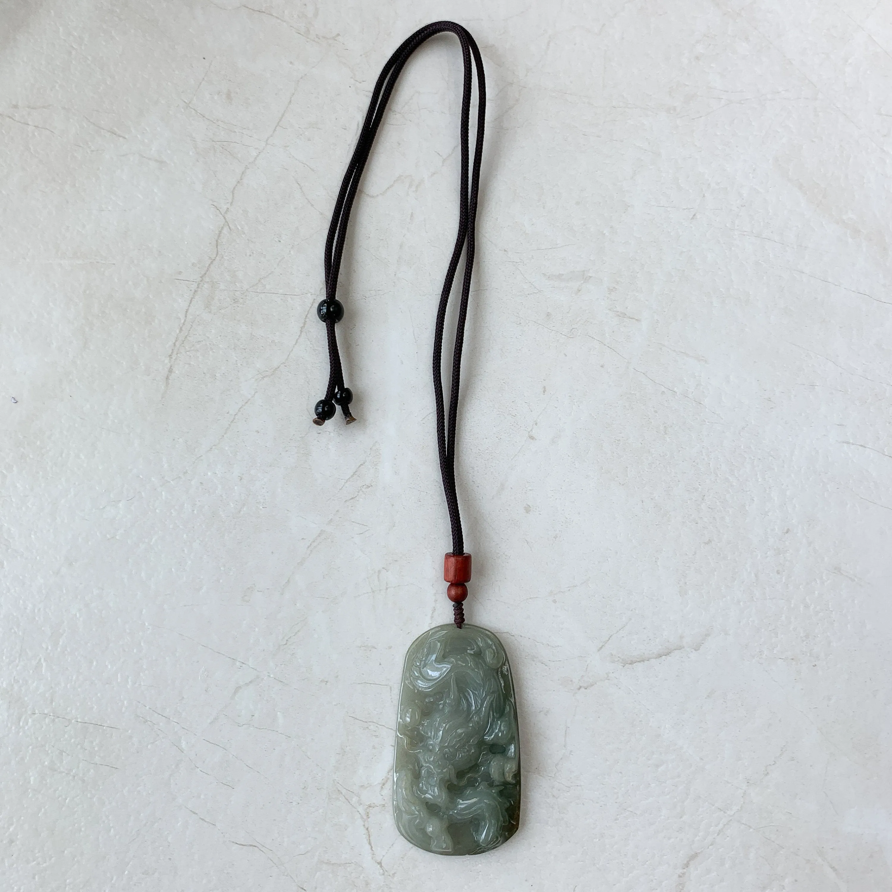 Jadeite Jade Dragon Chinese Zodiac Hand Carved Pendant Necklace, YJ-0321-0470386