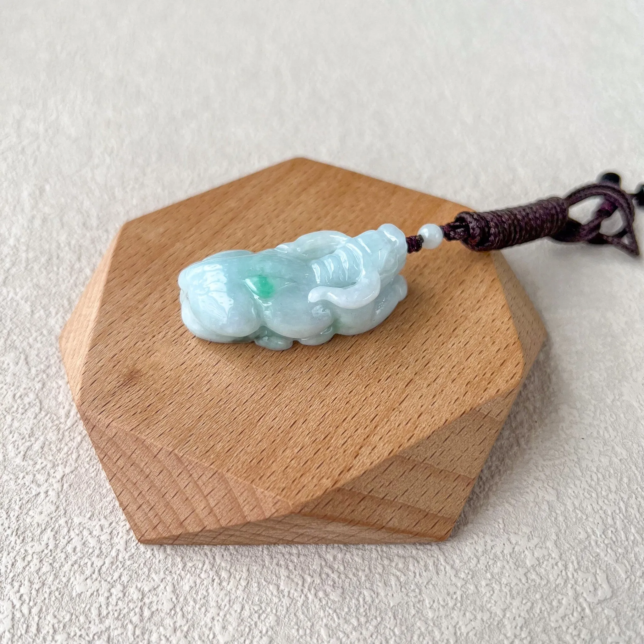 Jadeite Jade Ox Bull Cow Chinese Zodiac, Hand Carved Light Green Jade Carved Necklace, YGR-0323-1707685605