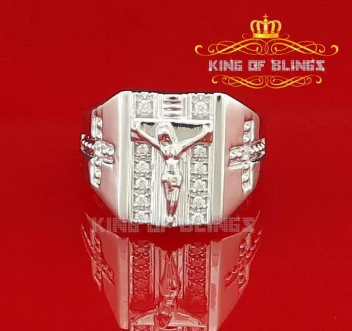 Jesus Design White Cubic Zirconia 0.45ct Men's Adjustable Ring From SZ 9 to 11