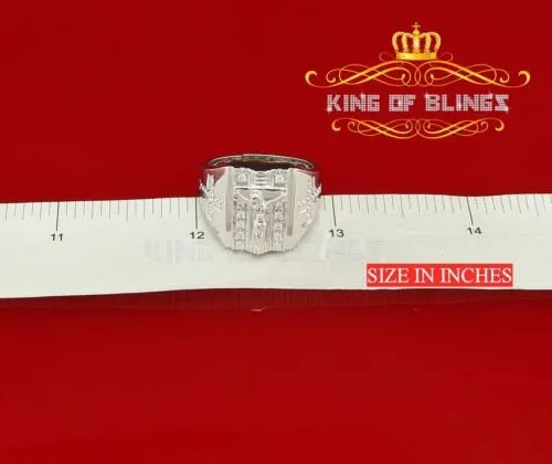 Jesus Design White Cubic Zirconia 0.45ct Men's Adjustable Ring From SZ 9 to 11