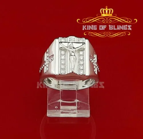 Jesus Design White Cubic Zirconia 0.45ct Men's Adjustable Ring From SZ 9 to 11