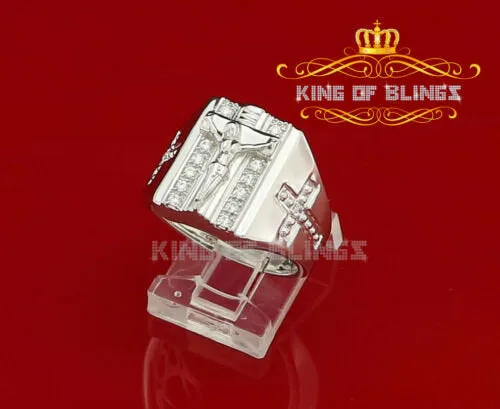 Jesus Design White Cubic Zirconia 0.45ct Men's Adjustable Ring From SZ 9 to 11
