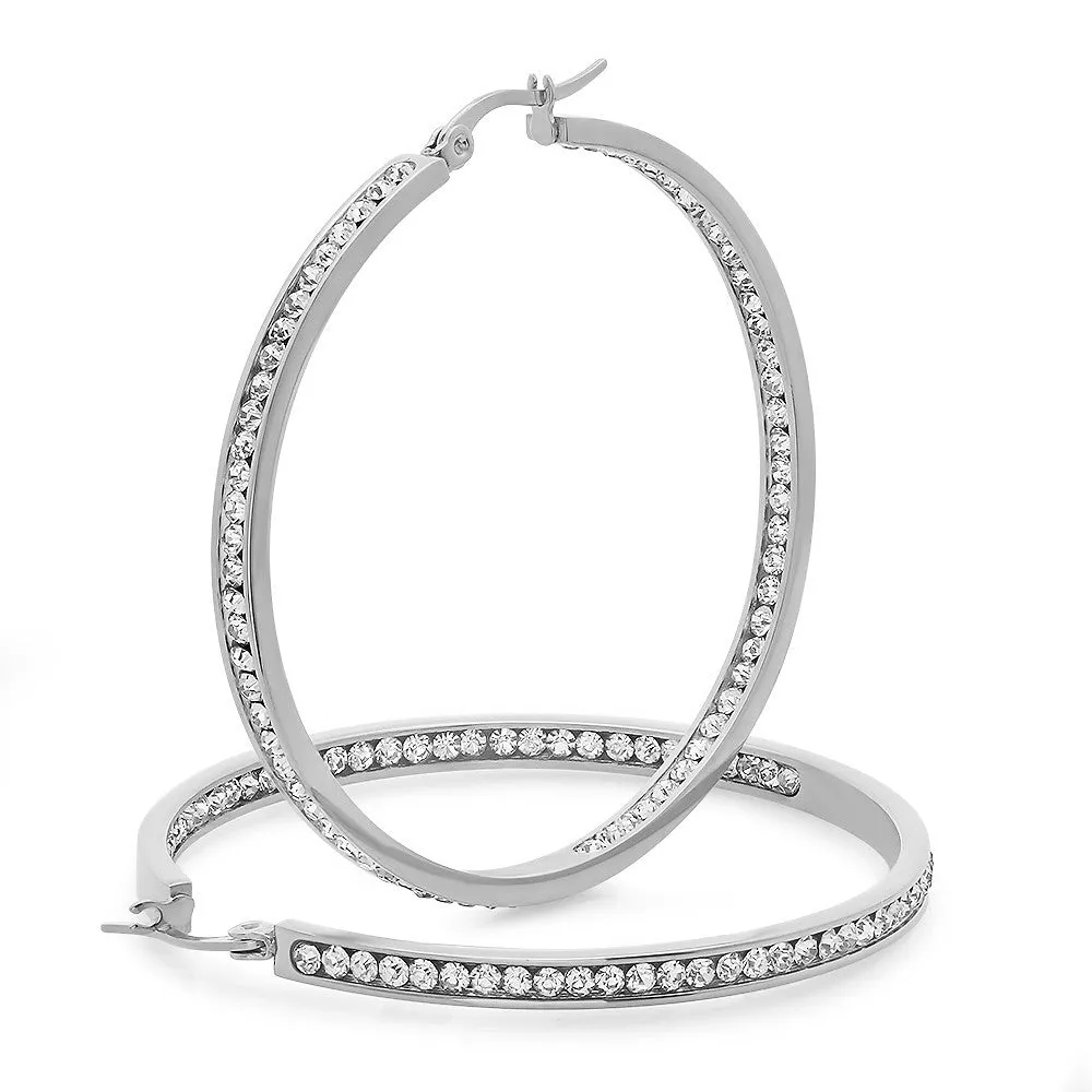 Ladies Stainless Steel Hoop Earrings 50mm