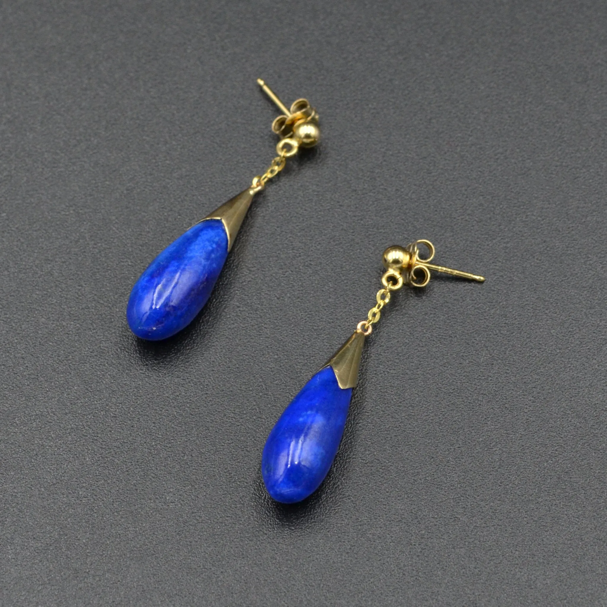Lapis and 14k Gold Drop Earrings