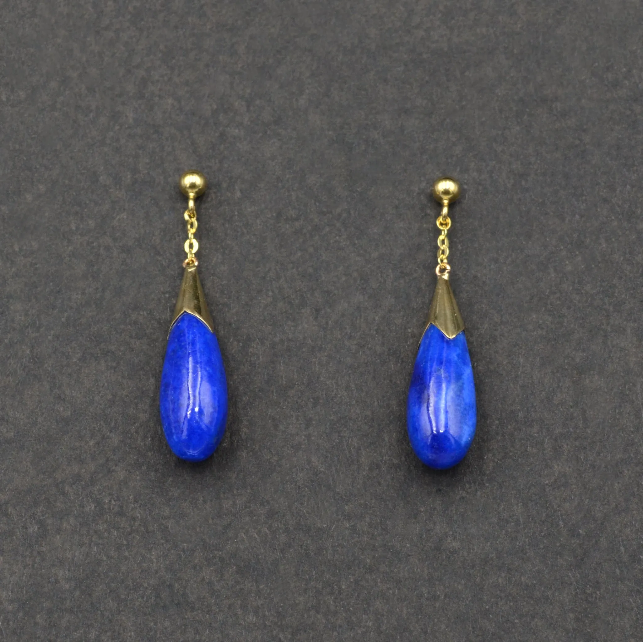Lapis and 14k Gold Drop Earrings