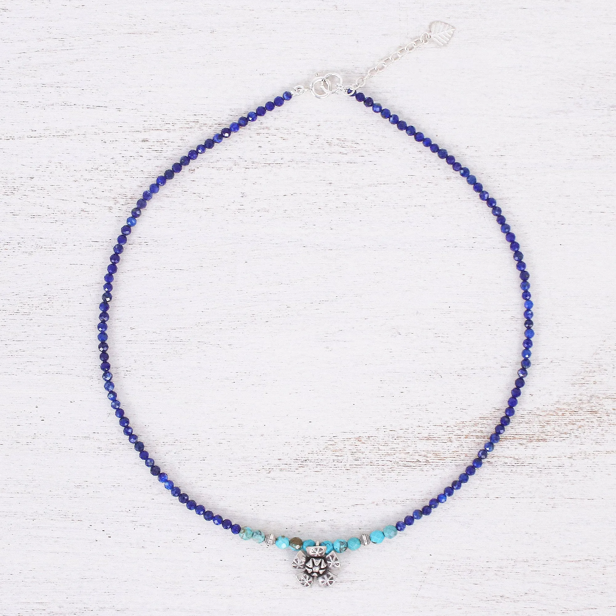 Lapis Lazuli and Karen Silver Pendant Necklace - Color Sense in Blue | NOVICA