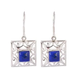 Lapis Lazuli Jali Silver Earring