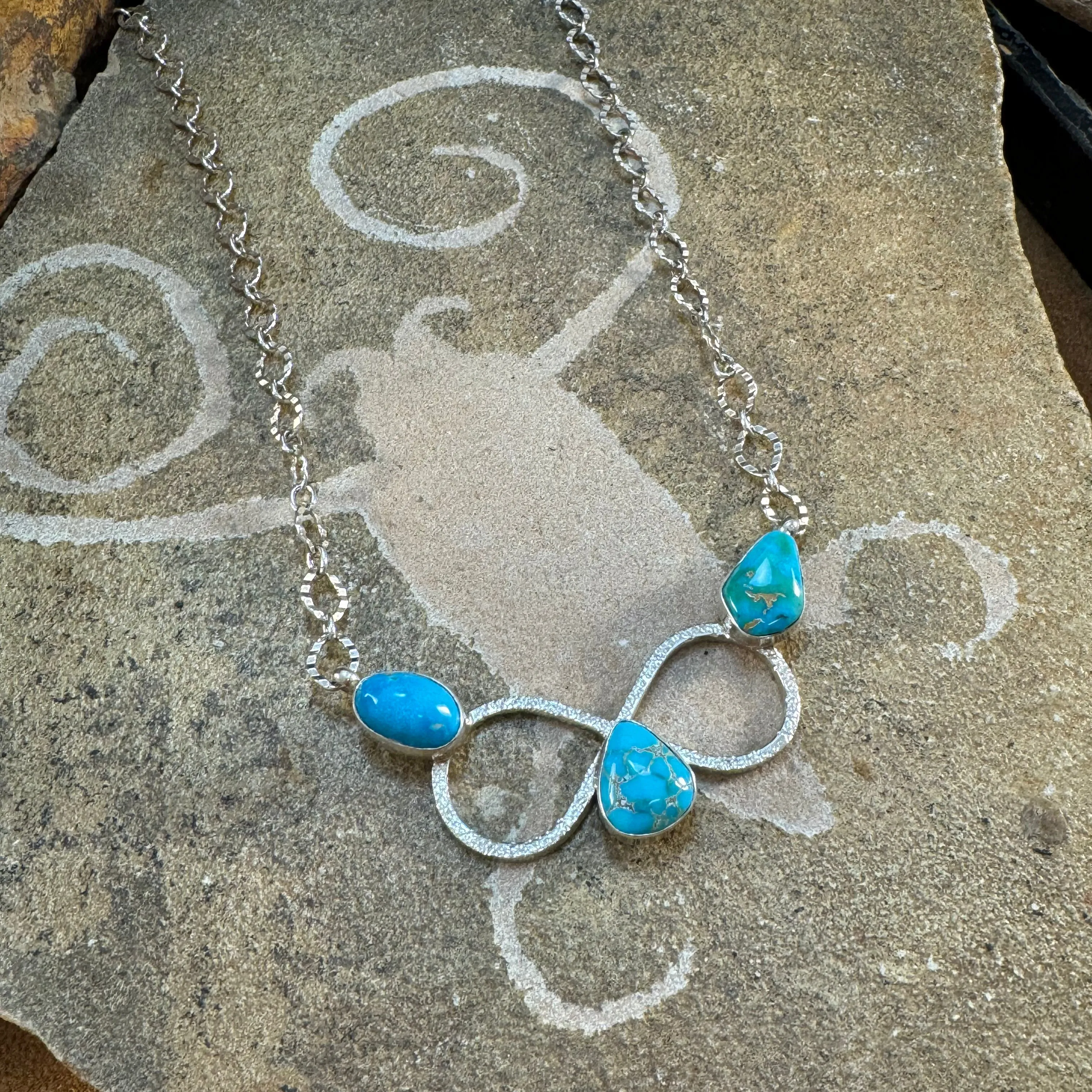 Lone Mountain Turquoise Sterling Silver Necklace w/ Chain by Billy Jaramillo