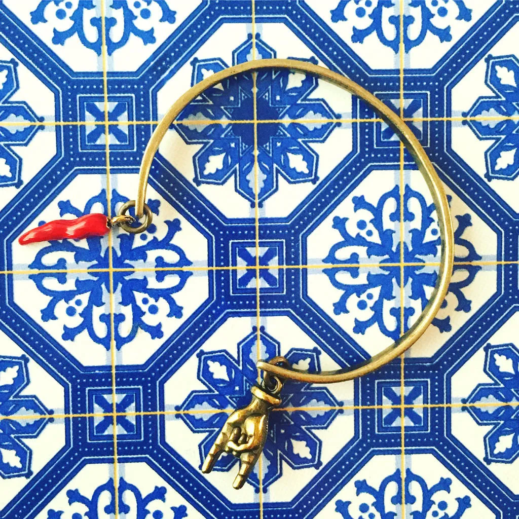 Mano Hand Cornicello Charm Cuff