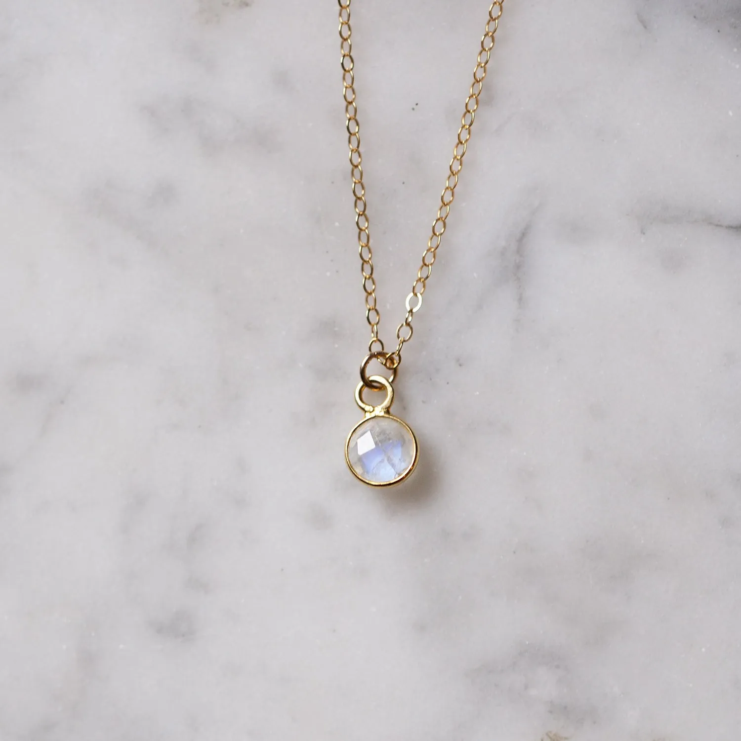 Minimal Moonstone Pendant Necklace