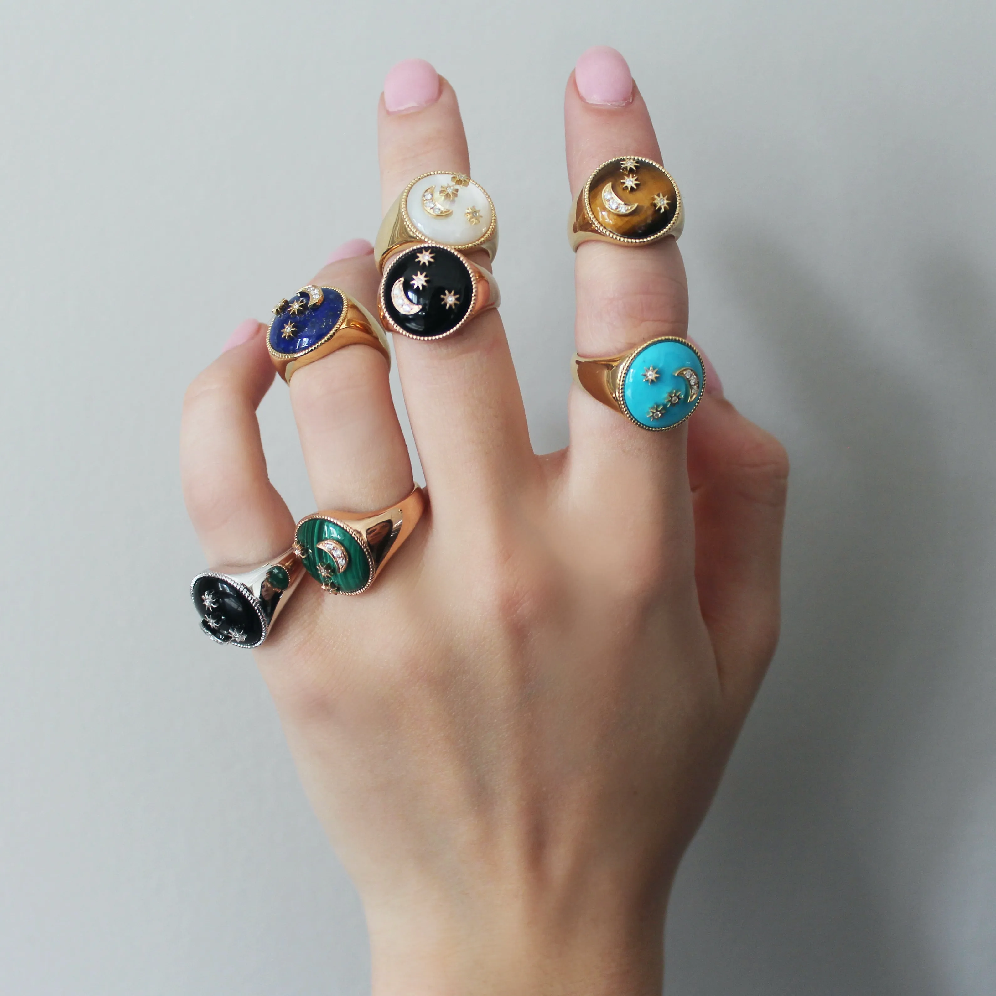 Moon and Stars Signet Hardstone Turquoise