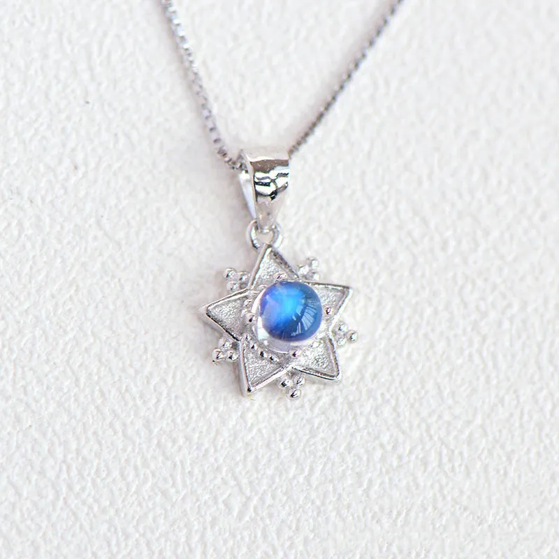 Moonstone Pendant Necklace June Birthstone Jewelry White Gold Plated Sterling Silver Accessories Women
