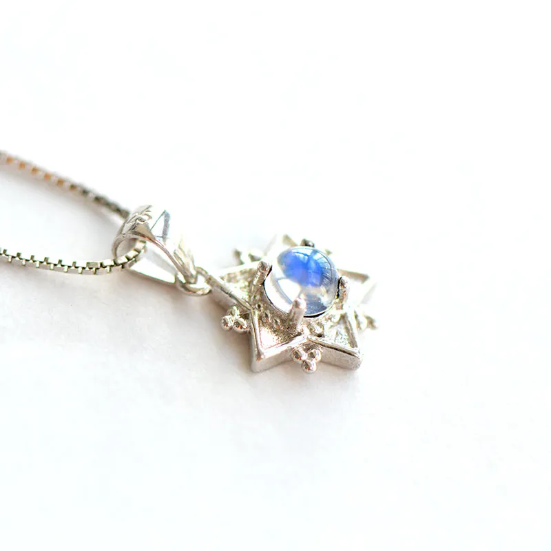 Moonstone Pendant Necklace June Birthstone Jewelry White Gold Plated Sterling Silver Accessories Women
