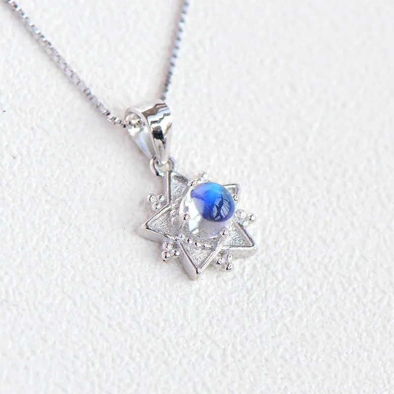 Moonstone Pendant Necklace June Birthstone Jewelry White Gold Plated Sterling Silver Accessories Women