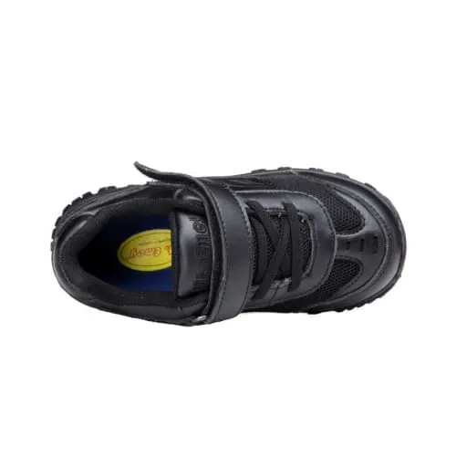 Mt. Emey 3301-1L Black - Children Straight Last Athletic Shoes with Elastic Laces