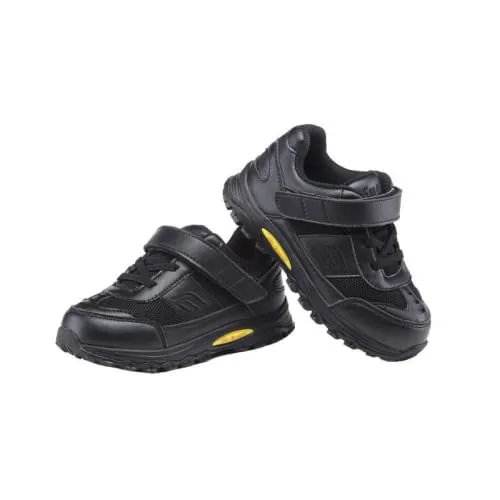 Mt. Emey 3301-1L Black - Children Straight Last Athletic Shoes with Elastic Laces