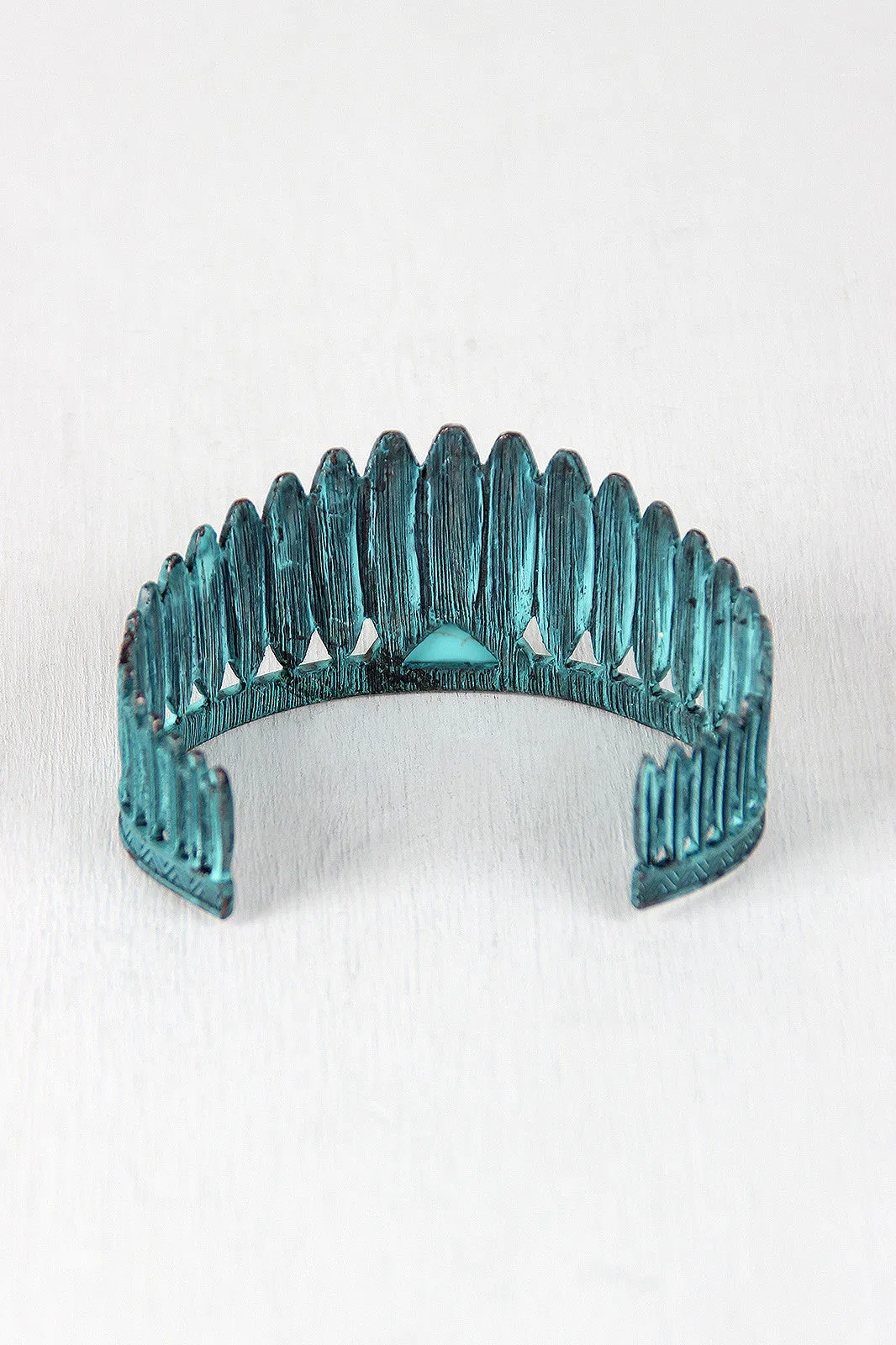 Native Feathers and Marble Cuff Bracelet
