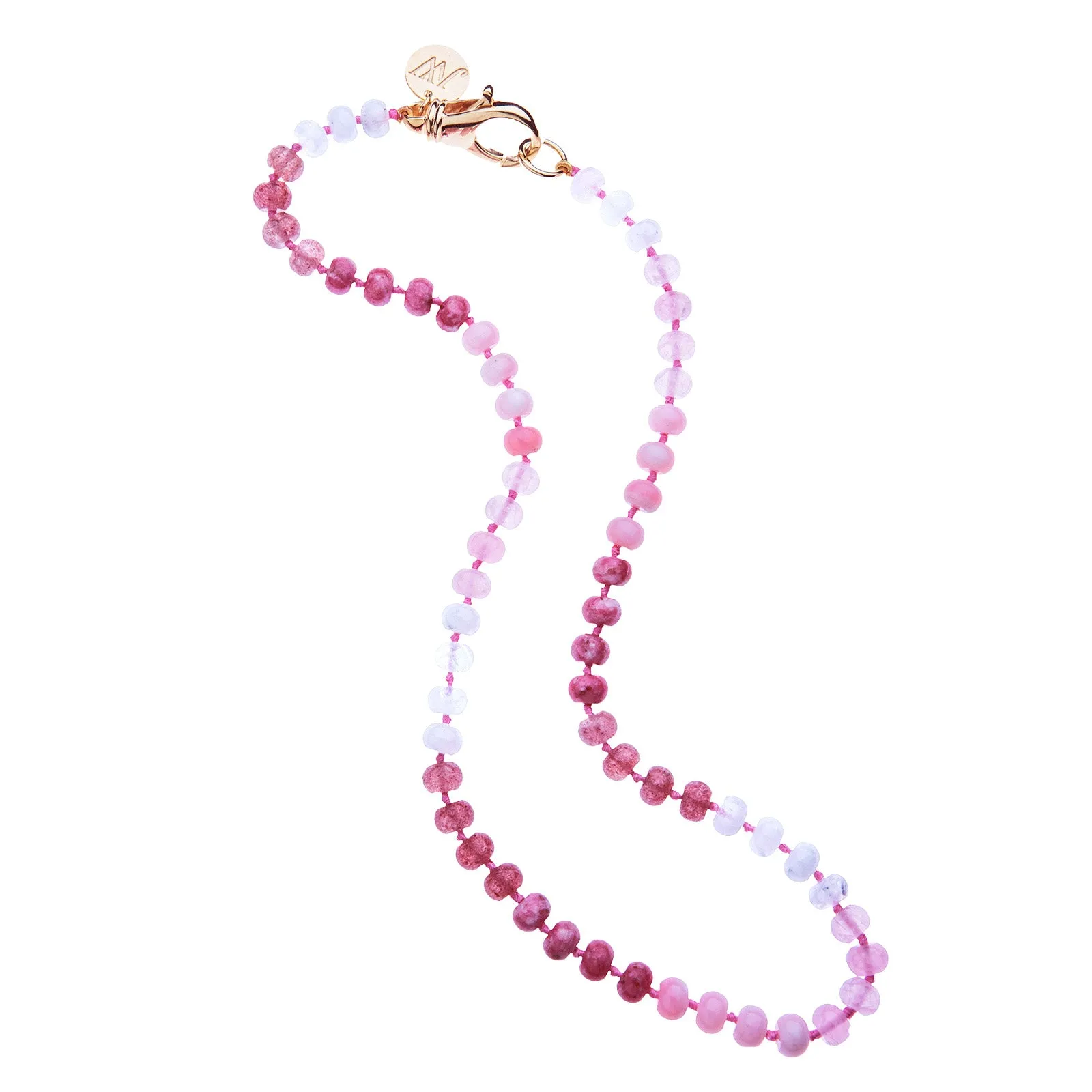 Pink Ombre Carved Stone Beaded Necklace
