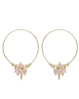 Pink Opal Cluster Hoop Earrings