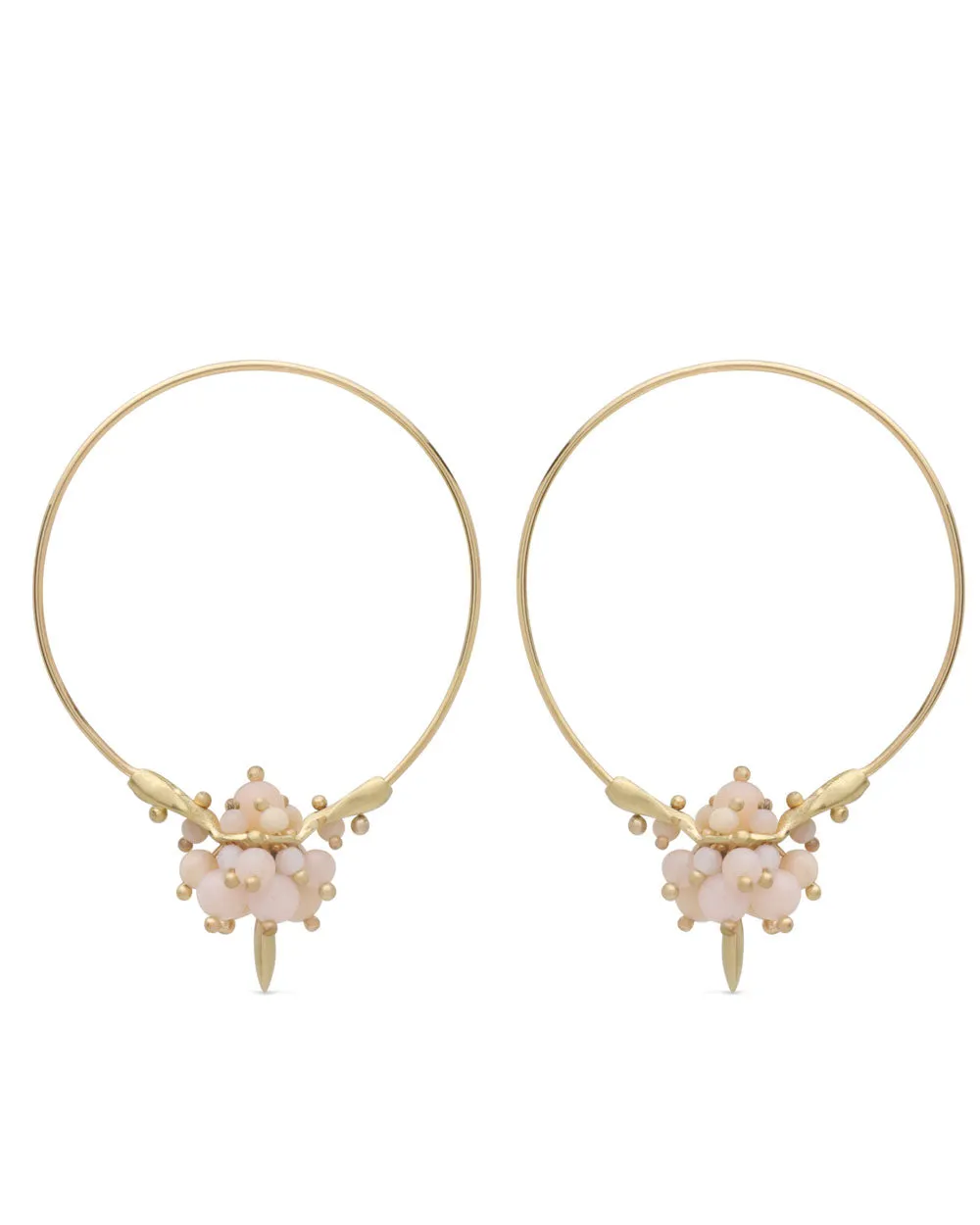 Pink Opal Cluster Hoop Earrings
