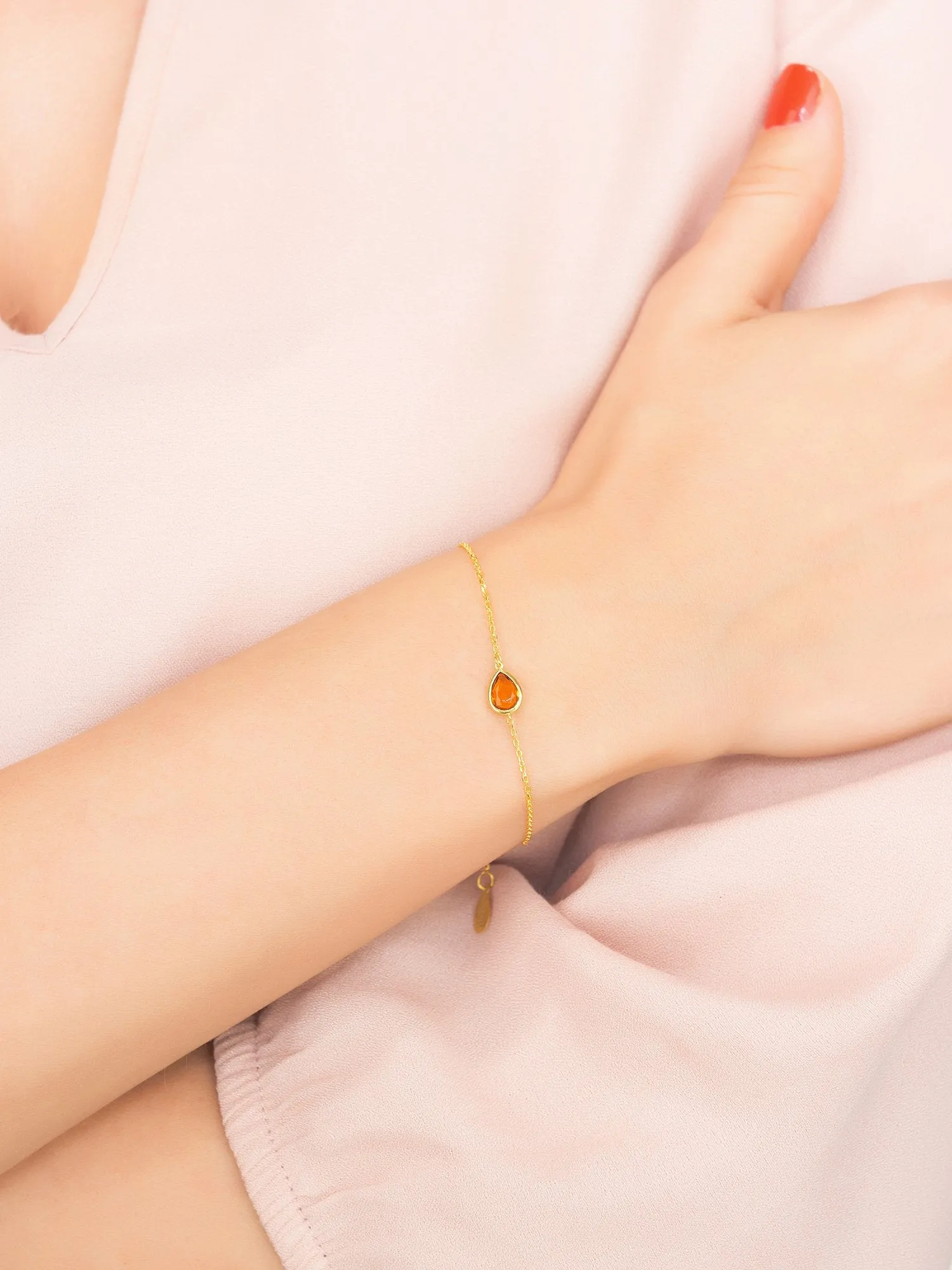 Pisa Mini Teardrop Bracelet in Gold with Citrine