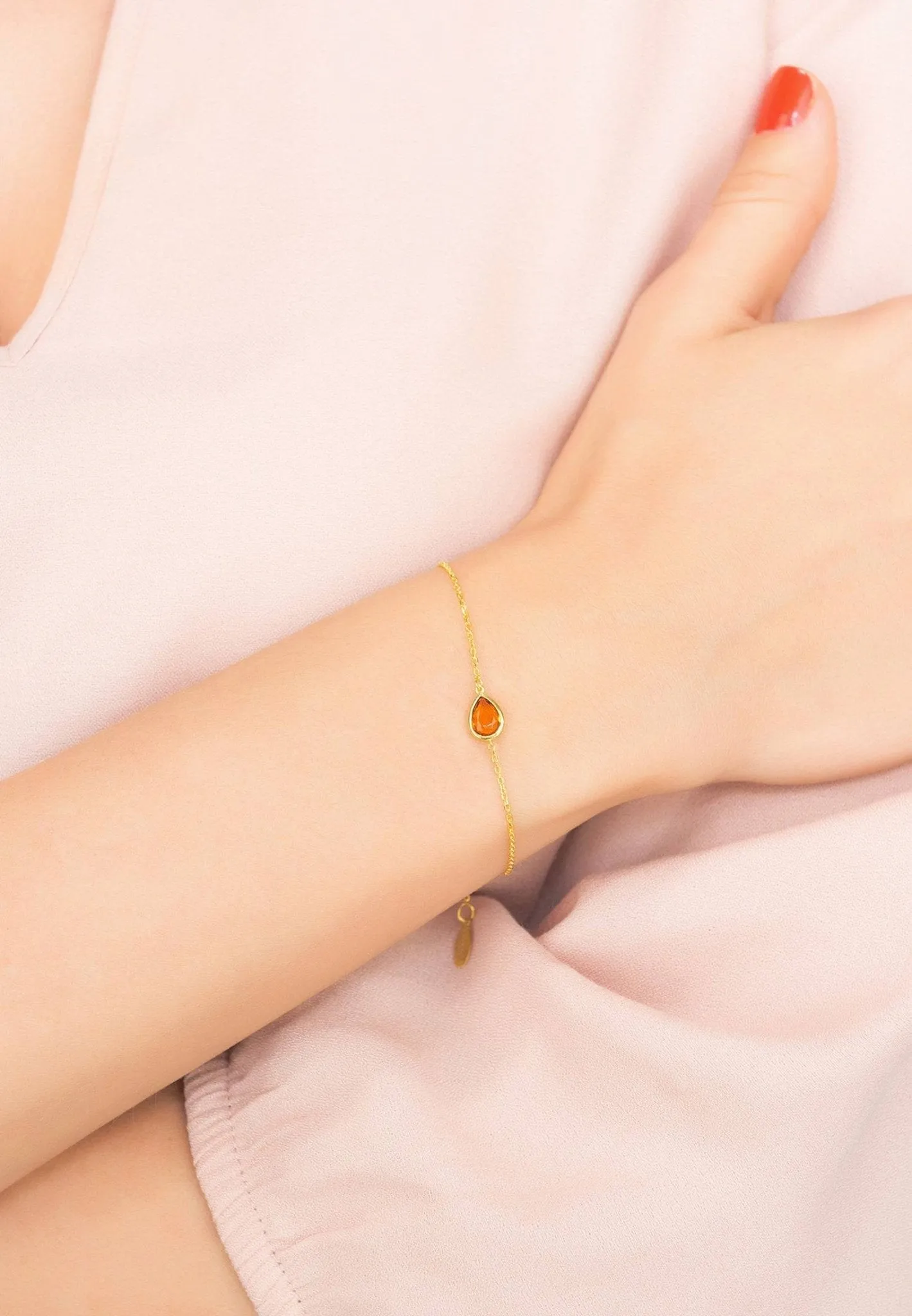 Pisa Mini Teardrop Bracelet in Gold with Citrine