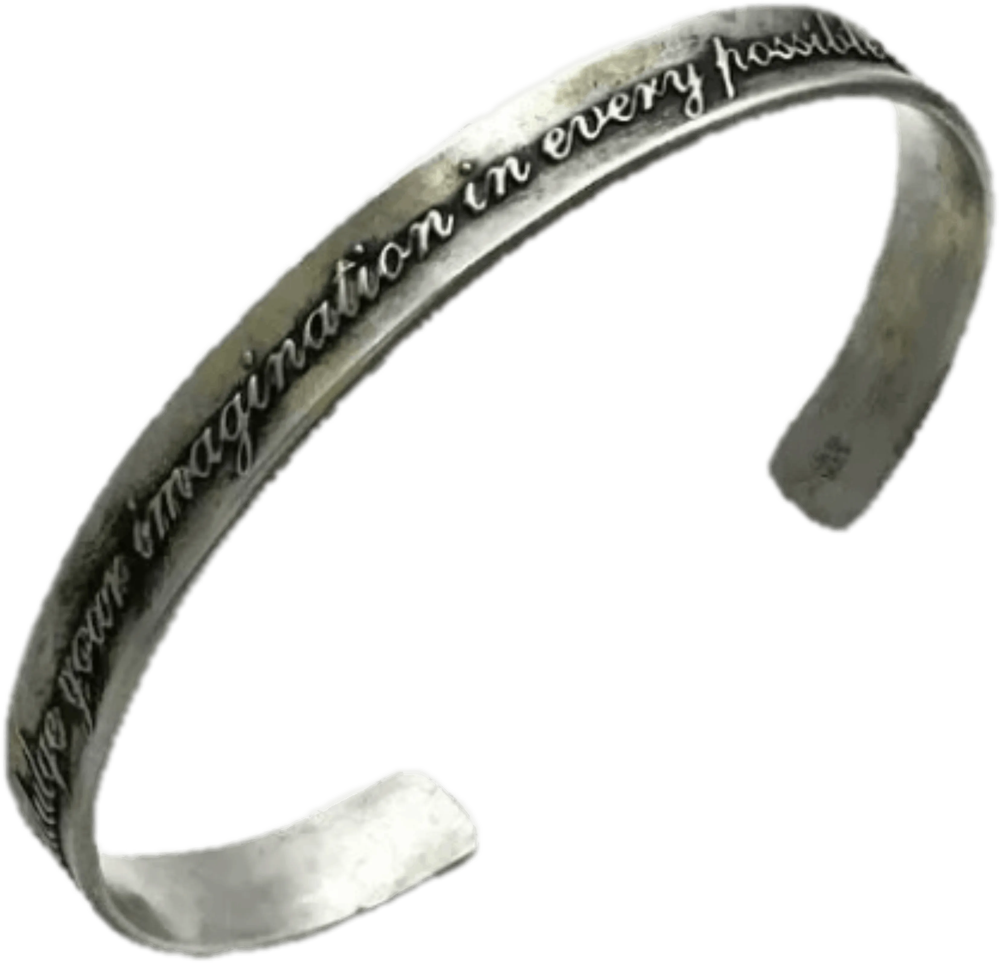 "Indulge Your Imagination" Jane Austen Inscription Affirmation Cuff by Laurel Elliott Dvb New York