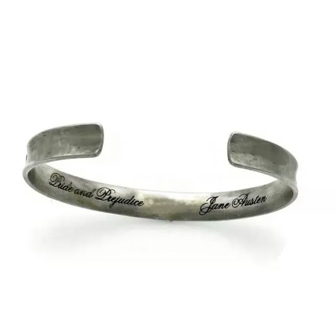 "Indulge Your Imagination" Jane Austen Inscription Affirmation Cuff by Laurel Elliott Dvb New York