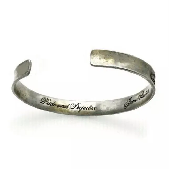 "Indulge Your Imagination" Jane Austen Inscription Affirmation Cuff by Laurel Elliott Dvb New York