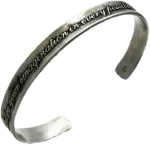 "Indulge Your Imagination" Jane Austen Inscription Affirmation Cuff by Laurel Elliott Dvb New York