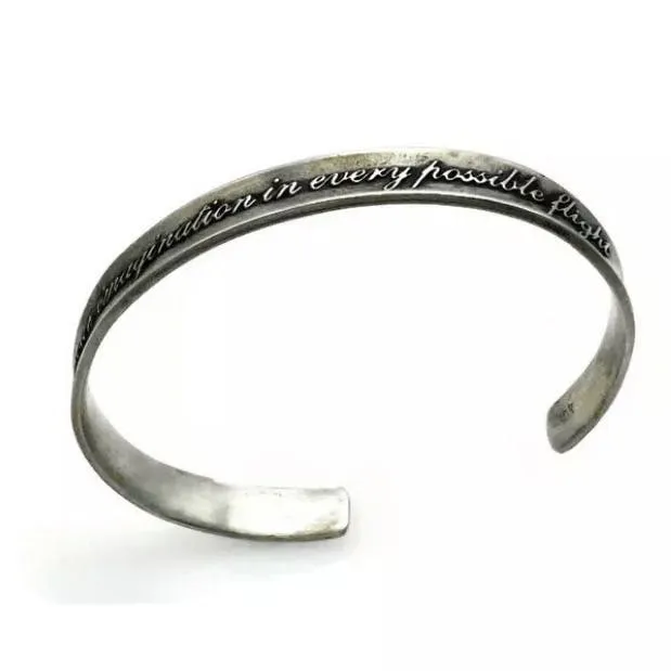 "Indulge Your Imagination" Jane Austen Inscription Affirmation Cuff by Laurel Elliott Dvb New York
