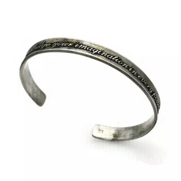 "Indulge Your Imagination" Jane Austen Inscription Affirmation Cuff by Laurel Elliott Dvb New York